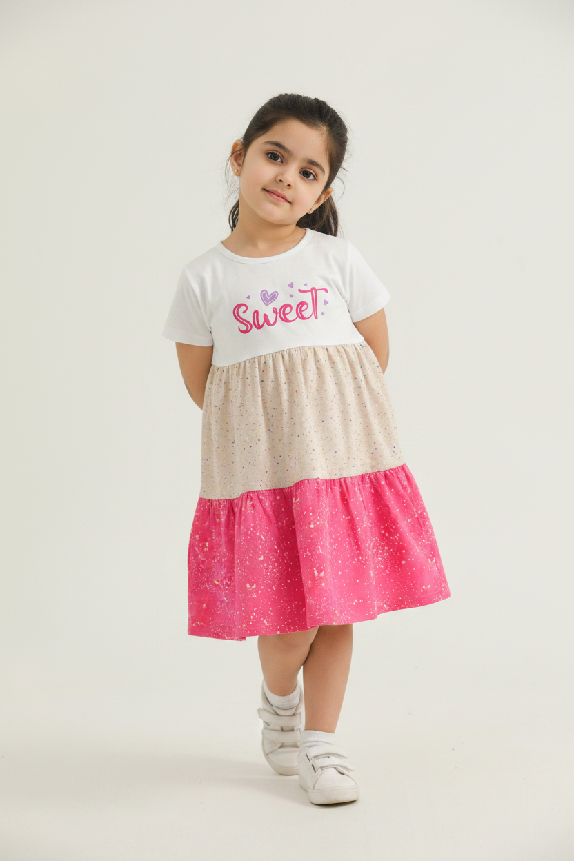 Sweet Girls Dress – Correct Pink Model Shot