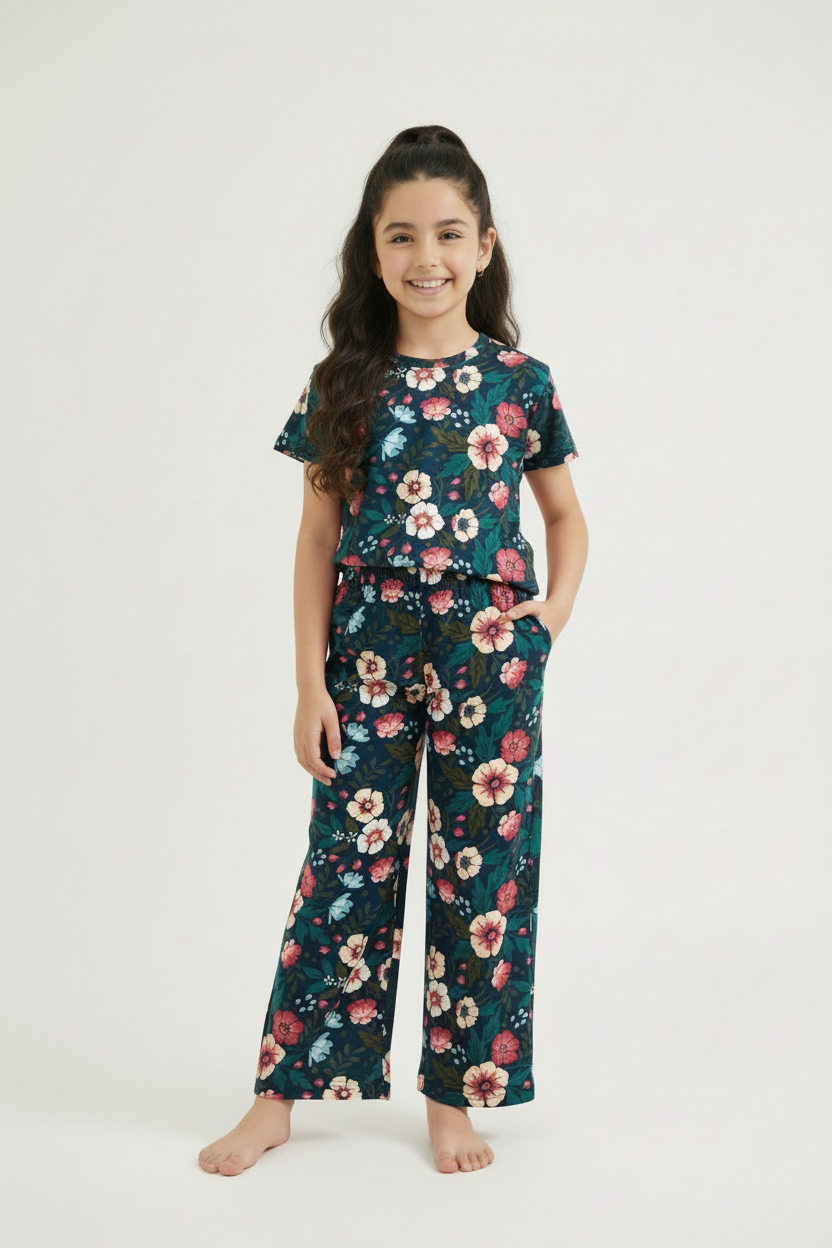 Teal Floral Set - Clean Product Model Shot