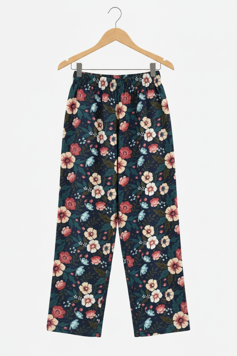 Teal Floral Trousers - Hanger