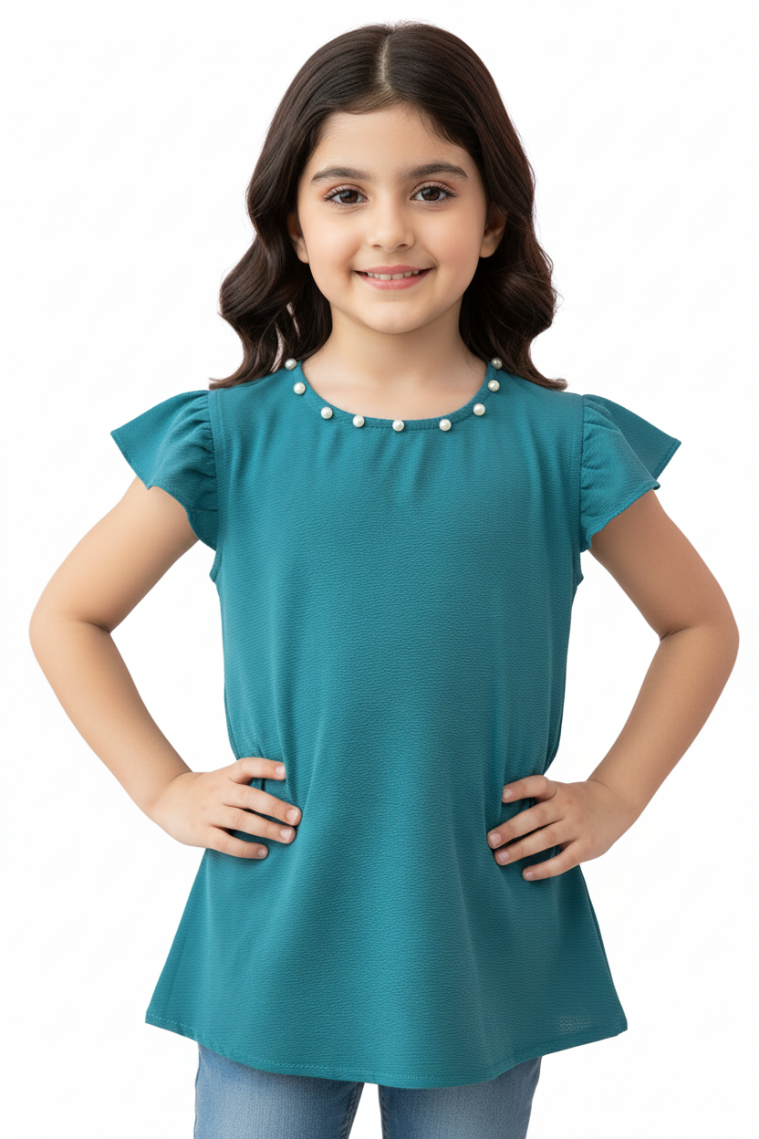 Teal Pearl Top – White BG