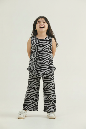 Girls Zebra Print Ruffle Hem Co-ord Set
